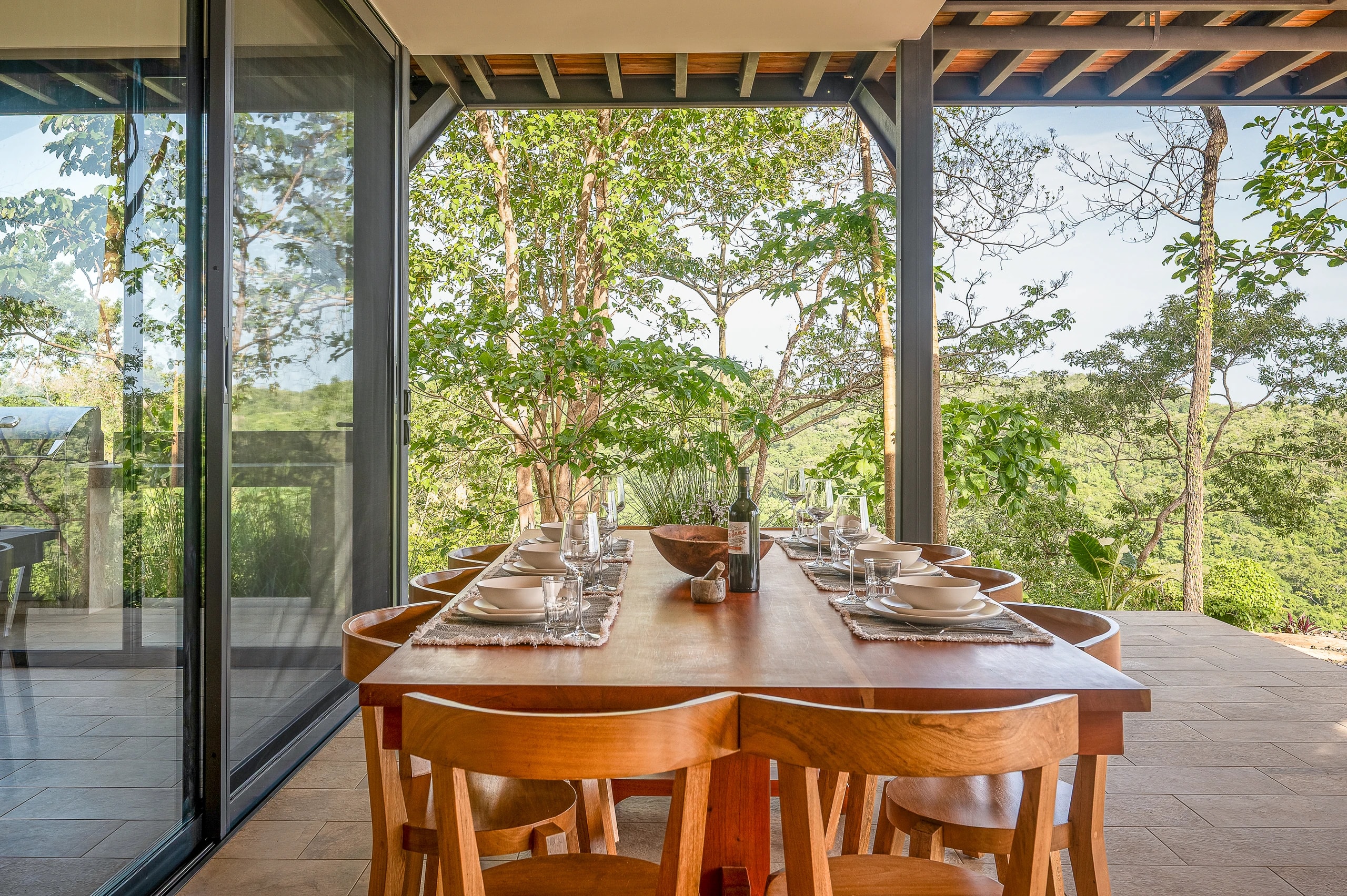 Crafted hardwood dining table at Casa Maitri